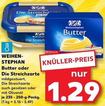 Kaufland WEIHENSTEPHAN Butter oder Die Streichzarte 235-250 g Packg. Angebot
