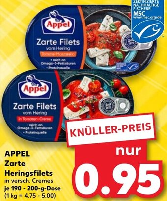 Kaufland APPEL Zarte Heringsfilets 190-200 g Dose Angebot