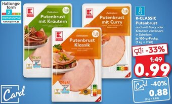 Kaufland K-CLASSIC Putenbrust 100 g Packg. Angebot