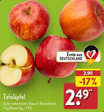 Aldi Nord Tafeläpfel 2 kg Beutel Angebot