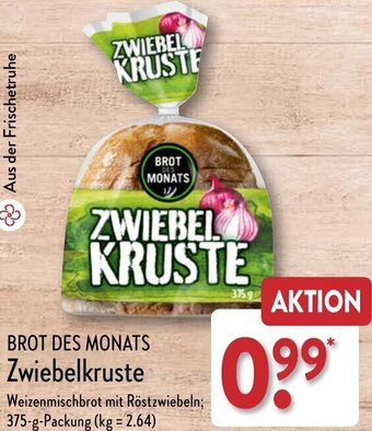 Aldi Nord BROT DES MONATS Zwiebelkruste 375 g Packung Angebot