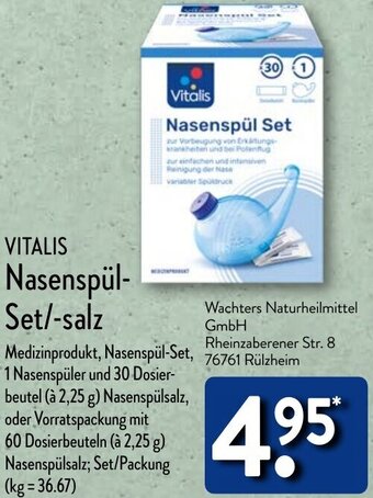 Aldi Nord Vitalis Nasenspül-Set/salz Angebot