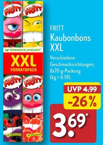 Aldi Nord FRITT Kaubonbons XXL 8x70 g Packung Angebot