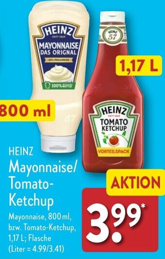 Aldi Nord HEINZ Mayonnaise/ Tomato Ketchup 800 ml/1,17 L Flasche Angebot