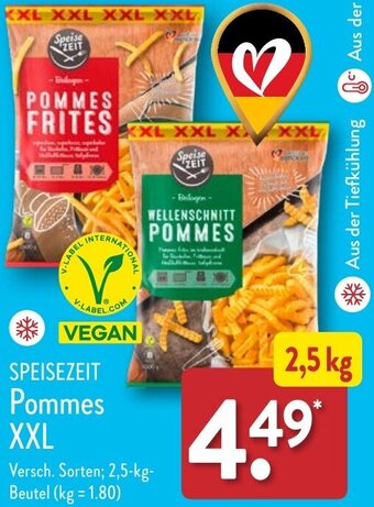 Aldi Nord SPEISEZEIT Pommes XXL 2,5 kg Beutel Angebot