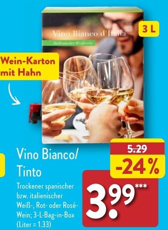 Aldi Nord Vino Bianco/ Tinto 3 L Angebot