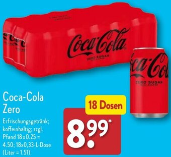 Aldi Nord Coca-Cola Zero 18x0,33 L Dose Angebot