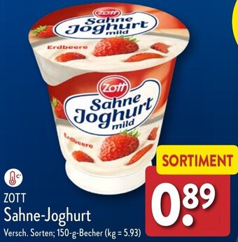 Aldi Nord ZOTT Sahne Joghurt 150 g Becher Angebot