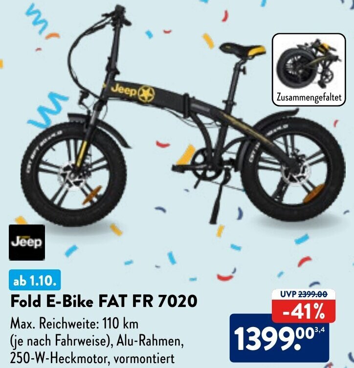 Jeep Fold EBike FAT FR 7020 Angebot bei Aldi Nord