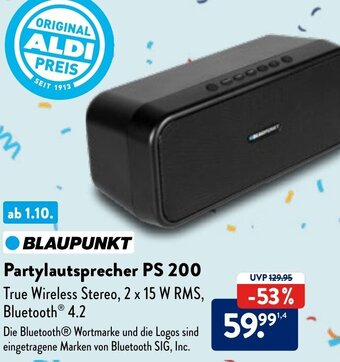 Aldi Nord BLAUPUNKT Partylautsprecher PS 200 Angebot
