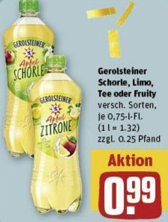 REWE Gerolsteiner Schorle, Limo, Tee oder Fruity 0,75 L-Fl. Angebot