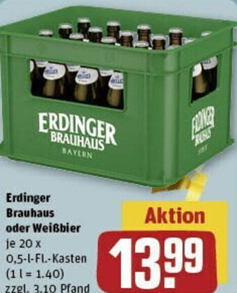 REWE Erdinger Brauhaus oder Weißbier 20x0,5 L-Fl. Kasten Angebot