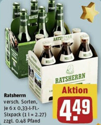 REWE Ratsherrn 6 x 0,33-L-FI. Sixpack Angebot