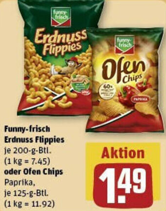 REWE Funny-frisch Erdnuss Flippies 200 g oder Ofen Chips 125 g Btl. Angebot