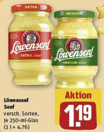 REWE Löwensenf Senf 250 ml Glas Angebot