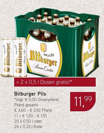 Dornseifer Bitburger Pils 20*500/24*330ml Angebot