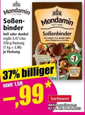 Norma Mondamin Soßen-binder 250 g Packung Angebot