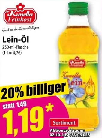 Norma Kunella Feinkost Lein-Öl 250 ml Flasche Angebot