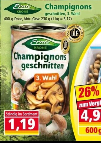 Norma Ernte Champignons geschnitten 400 g Dose Angebot