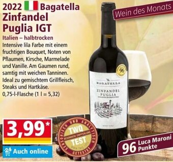 Norma BAGATELLA ZINFANDEL PUGLIA IGT 0,75 l Flasche Angebot