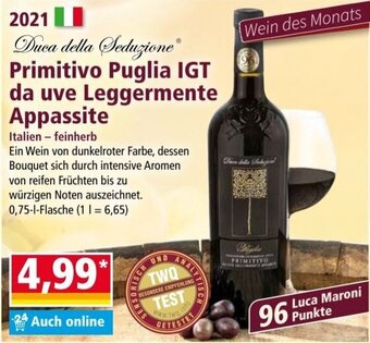 Norma Primitivo Puglia IGT da uve da uve Leggermente Appassite 0,75 l Flasche Angebot