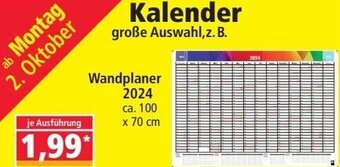 Norma Kalender Wandplaner 2024 ca. 100 x 70 cm Angebot