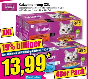 Norma whiskas Katzennahrung XXL 48 x 85 g Packung Angebot