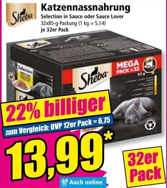 Norma Sheba Katzennassnahrung 32 x 85 g Packung 32er Pack Angebot