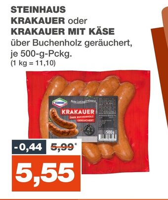 mein real STEINHAUS KRAKAUER oder KRAKAUER MIT KÄSE 500 g Pckg. Angebot
