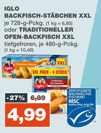 mein real IGLO BACKFISCH-STÄBCHEN XXL 728-g-Pckg. oder TRADITIONELLER OFEN-BACKFISCH XXL 480-g-Pckg. Angebot