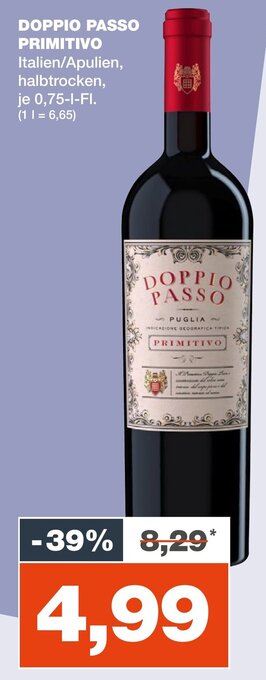 mein real DOPPIO PASSO PRIMITIVO 0,75 L-Fl. Angebot