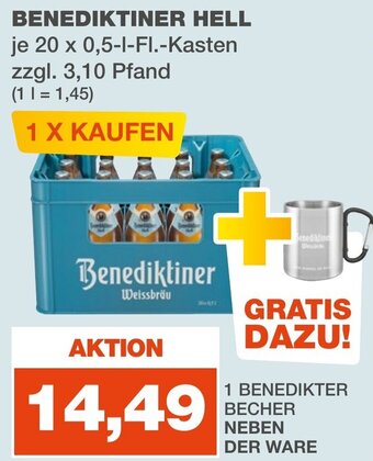 mein real BENEDIKTINER HELL 20x0,5 L-Fl Kasten Angebot