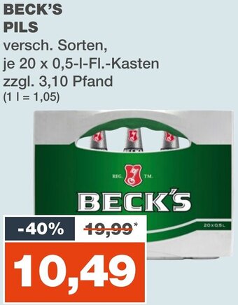 mein real BECK'S PILS  20x0,5 L-Fl Kasten Angebot
