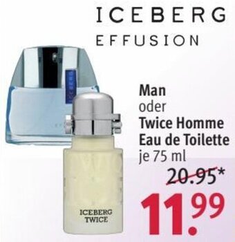 Rossmann ICEBERG EFFUSION Man oder Twice Homme Eau de Toilette 75 ml Angebot