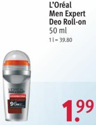 Rossmann L'Oréal Men Expert Deo Roll-on 50 ml Angebot