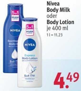 Rossmann Nivea Body Milk oder Body Lotion 400 ml Angebot