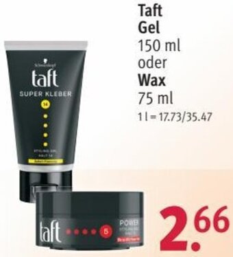Rossmann Schwarzkopf Taft Gel 150 ml oder Wax 75 ml Angebot