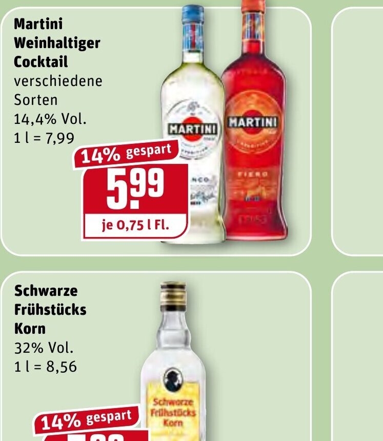 Martini Weinhaltiger Cocktail 0,75L Angebot bei REWE Kaufpark