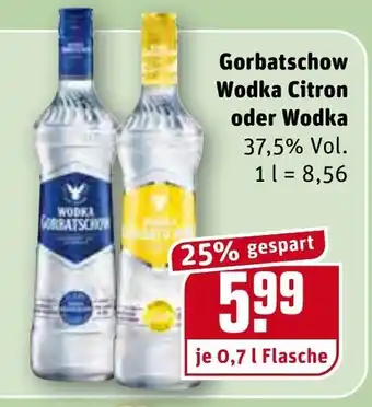 REWE Kaufpark Gorbatschow Wodka Citron oder Wodka 0,7L Angebot