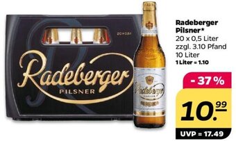 NETTO Radeberger Pilsner 20 x 0,5 Liter Angebot