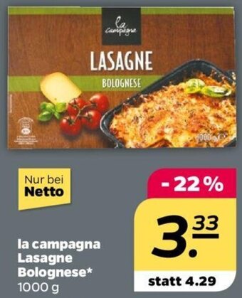 NETTO la campagna Lasagne Bolognese 1000 g Angebot