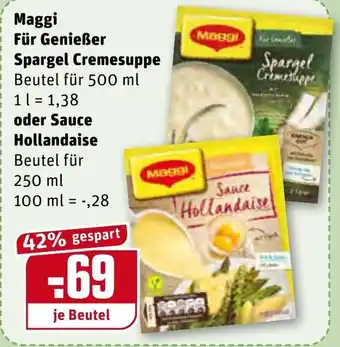 REWE Kaufpark Maggi Für Genießer Spargel Cremesuppe 500ml oder Sauce Hollandaise 250ml Angebot