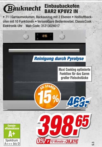 Expert Bauknecht Einbaubackofen BAR2 KP8V2 IN Angebot