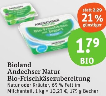 tegut Bioland Andechser Natur Bio-Frischkäsezubereitung 175 g Becher Angebot