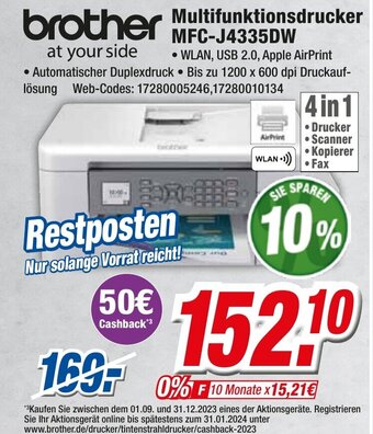 Expert brother Multifunktionsdrucker MFC-J4335DW Angebot