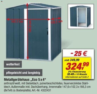toom Baumarkt Metallgerätehaus ,,Eco 5x4" Angebot