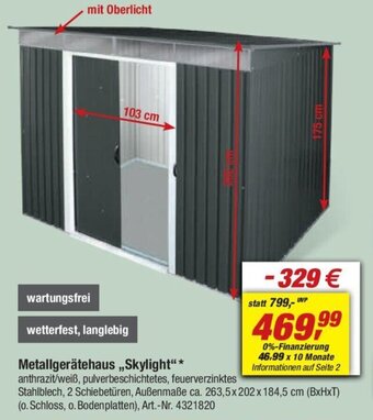 toom Baumarkt Metallgerätehaus ,,Skylight"* Angebot