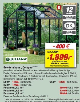 toom Baumarkt Juliana Gewächshaus ,,Compact" Angebot