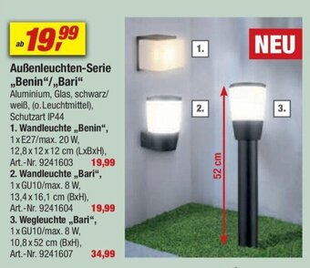 toom Baumarkt Außenleuchten-Serie ,,Benin"/,,Bari" Angebot