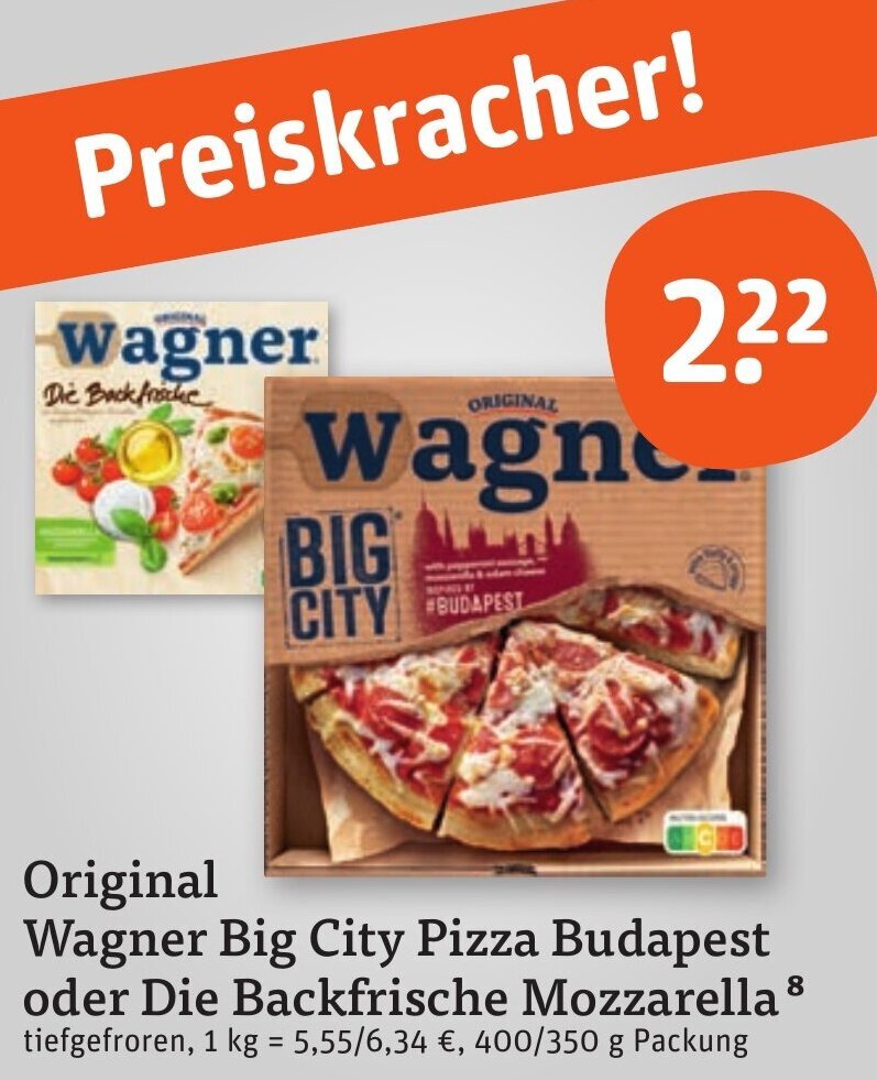 Original Wagner Big City Pizza Budapest oder Die Backfrische Mozzarella